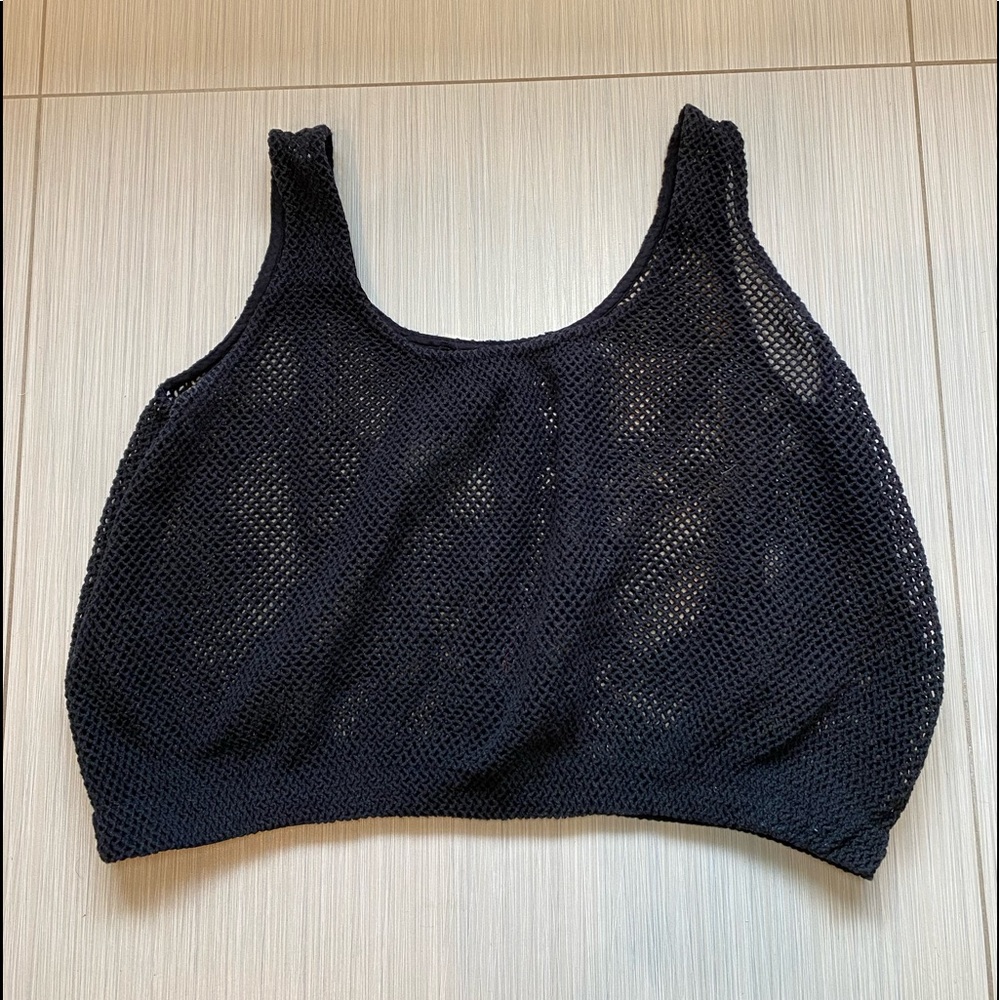 Michael Kors Black Net Crop Top Cover Up